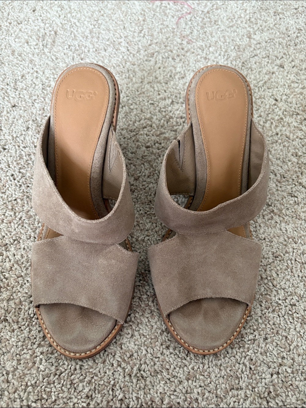 UGG Taupe Suede Double-Band Slide Mules
